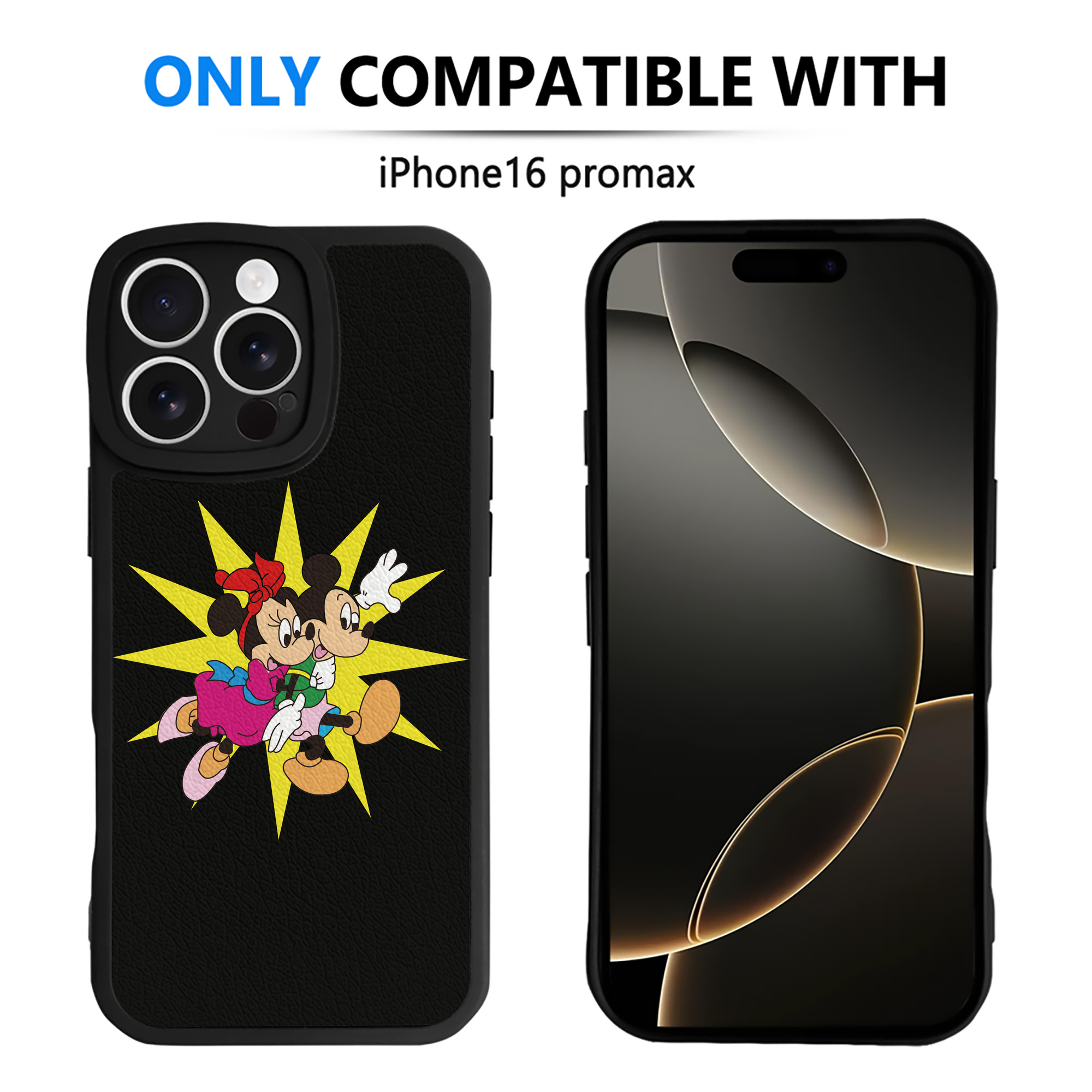 （画像用） ミッキーマウス Mickey Mouse 【iPhone 16シリーズ対応】シリコンスマホケース（レザー調） 材質：シリコン